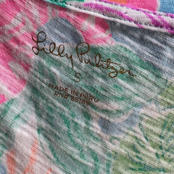Lilly Pulitzer Etta V Neck Top Tshirt Floral Colorful Womens Casual Size Small - Picture 5 of 5